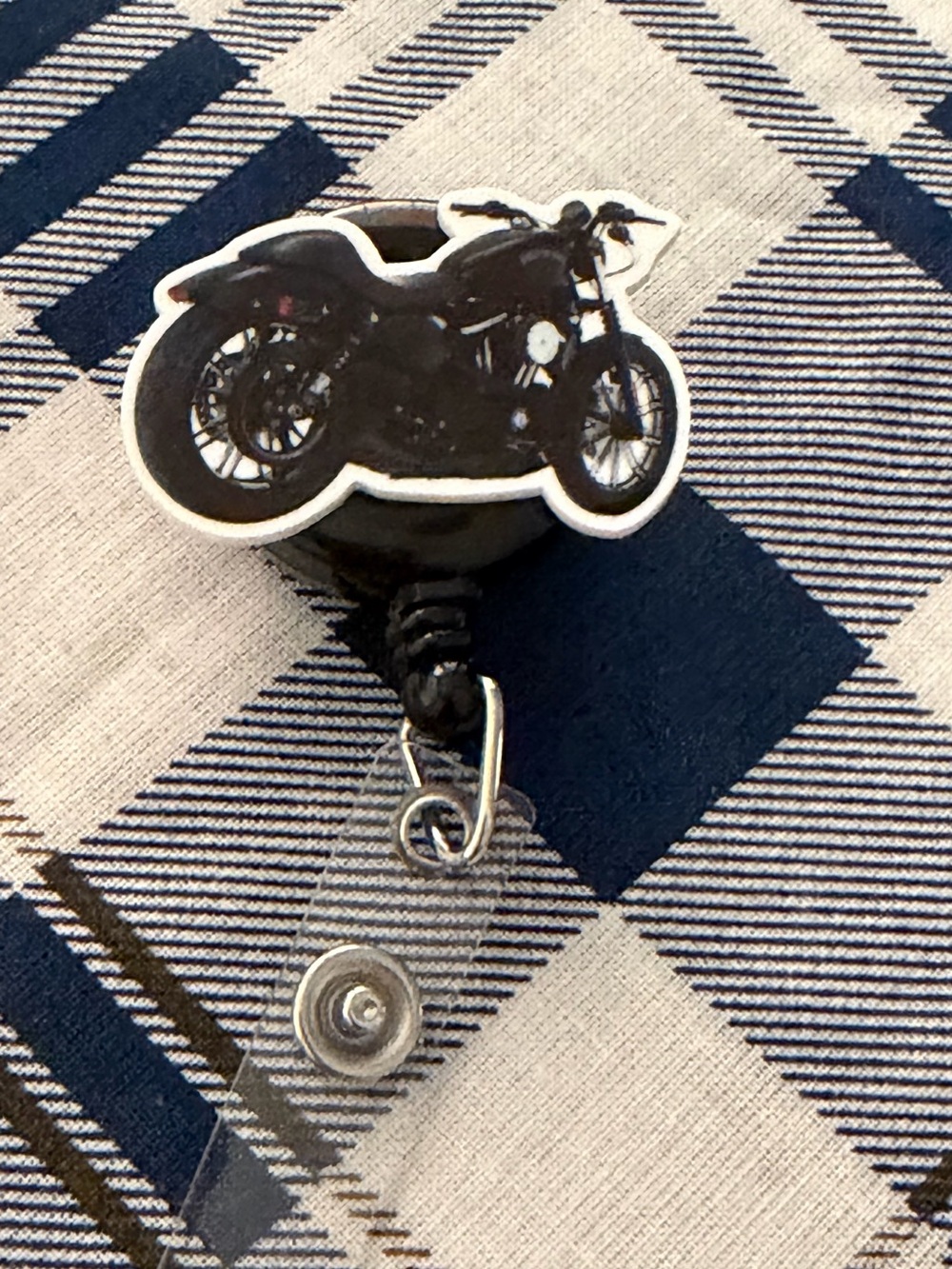 Black Motorcycle Badge Reel ID Holder